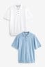 White/Light Blue Regular Fit Knitted Polo Shirts 2 Pack