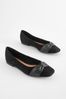 Schwarz - Forever Comfort® Ballerinas aus Leder mit Schleife und eckiger Zehenpartie