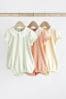 Green/ Lemon / Apricot Lace Collar Baby Bloomer Rompers 3 Pack