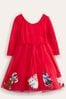 Boden Red Applique Velvet Tulle Dress