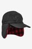 Black With Check Lining Trapper Hat (3-16yrs)