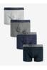 Grey/Navy 4 pack A-Front Pure Cotton Boxers, 4 pack