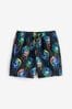 Navy Blue Wave Printed Swim Shorts (3mths-16yrs)