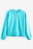 Neonblau - Sweatshirt mit gewaschenem Rundhalsausschnitt und rohem Saum, Regular