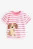 Pink Stripey Dog Short Sleeve T-Shirt (3mths-7yrs)