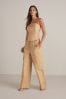 Camel Natural Wide Leg Cargo Trousers