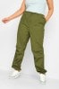 Yours Curve Green Elasticated Waist Parachute Cargo Trousers