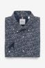 Navy Blue Floral Regular Fit Easy Iron Button Down Oxford Shirt, Regular Fit