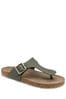 Grey Ravel Leather Toe-Post Sandals
