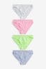 Pink/Lilac/Green/White High Leg Cotton Rich Knickers 4 Pack