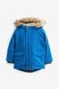 Cobalt Blue Shower Resistant Faux Fur Parka Coat (3mths-7yrs)