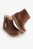 Beige Brown Warm Lined Ankle Boots, Wide Fit (G)