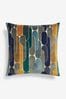 Navy Blue Retro Cut Velvet Cushion, 40 x 59cm