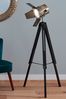 Pacific Hereford Wood Antique Brass Metal Tripod Floor Lamp