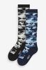 Grey/Blue Camouflage Welly Socks 2 Pack