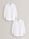 White Slim Fit 2 Pack Long Sleeve Formal School Shirts (3-18yrs), Slim Fit