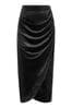 Pour Moi Black Jameela Stretch Velvet Midi Wrap Skirt