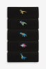 Black Dinosaurs Embroidered Socks