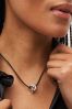 Black Cord Silver Tone Knot Short Necklace