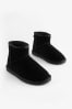 Black Luxury Faux Fur Lined Suede Slipper Boots