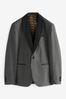 Charcoal Grey Tailored Textured Tuxedo Suit Jacket