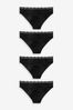 Black Bikini Cotton Rich Logo Knickers 4 Pack, Bikini