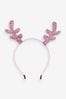 Pink /Gold Christmas Reindeer Antler Headband 2 Pack
