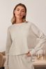 Cream Velour Rib Long Sleeve Top