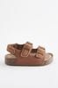 Terracotta Brown Standard Fit (F) Double Buckle Cushioned Footbed Sandals, Standard Fit (F)