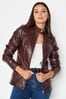 Black Long Tall Sally Faux Leather Funnel Neck Jacket