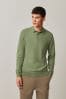 Olive Green Regular Knitted Long Sleeve Polo Shirt