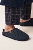 Navy Blue Chunky Knit Mule Slippers