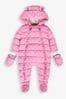 JoJo Maman Bébé Pink Girls' Mouse Puffer Pramsuit