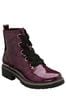 Lotus Purple Patent Lace-Up Ankle Boots