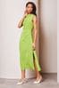 Lipsy Green Drape Front Ruched Midi Off the Body Dress