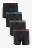 Black Bamboo Rich Waistband Signature A-Front Boxers 4 Pack