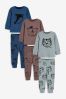 Blue/Blush Pink Animals 3 Pack Snuggle Pyjamas (9mths-10yrs)