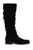 Linzi Black Ciara Faux Suede Flat Ruched Boots