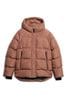 Superdry Nutmeg Spice Brown Hooded 5 Baffle Sports Puffer Jacket