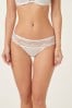White Thong Microfibre And Lace Knickers, Thong