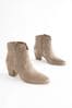 Mink Brown Regular/Wide Fit Forever Comfort® Stitched Detail Ankle Western/Cowboy Boots