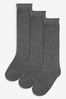 Navy Grey 3 Pack Cotton Rich Knee High School Socks