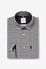 Navy Blue/White Gingham Next Easy Iron Button Down Oxford Shirt, Regular Fit Single Cuff