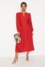 Red Long Sleeve Pintuck Dress