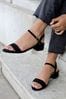 Black Linzi Kezzi Barely There Low Block Heeled Sandals