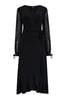 Pour Moi Black Carrie Lace Sleeve Midi Slinky Jersey Wrap Dress