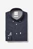 Navy Blue Easy Iron Button Down Oxford Shirt, Regular Fit Single Cuff