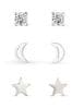 Beaverbrooks Sterling Silver Moon And Stars Earring Set