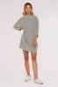 Apricot Green & White Boucle Mock Neck Cocoon Dress
