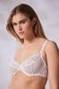 self. White Non Pad Wired Lace Balcony Bra